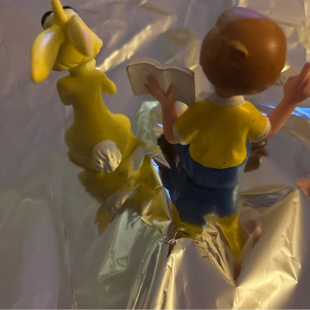 Disney Winnie the Pooh Christopher Robin Reading a Book & Rabbit PVC Figures 3in
